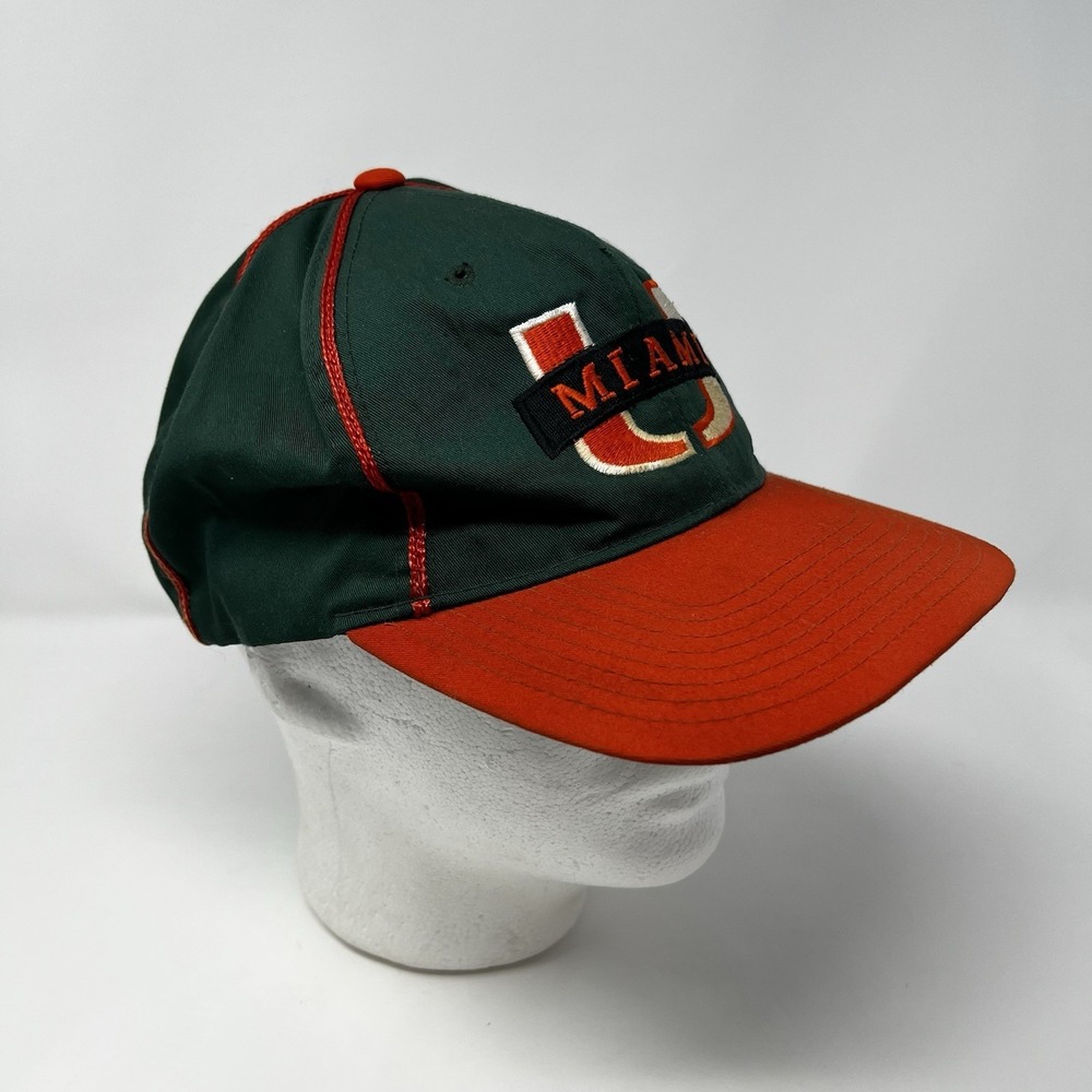 Vintage 90s Miami Hurricanes Hat Cap Snapback Embroidered NCAA Green‎ - Picture 2 of 8